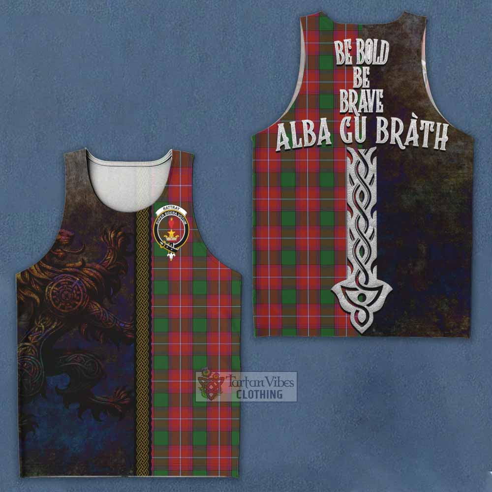 Tartan Vibes Clothing Rattray Tartan Family Crest Men's Tank Top Alba Gu Brath Be Brave Lion Ancient Style