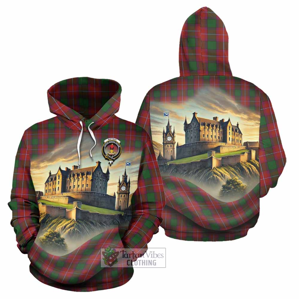 Tartan Vibes Clothing Rattray Tartan Family Crest Hoodie with Scottish Ancient Castle Style
