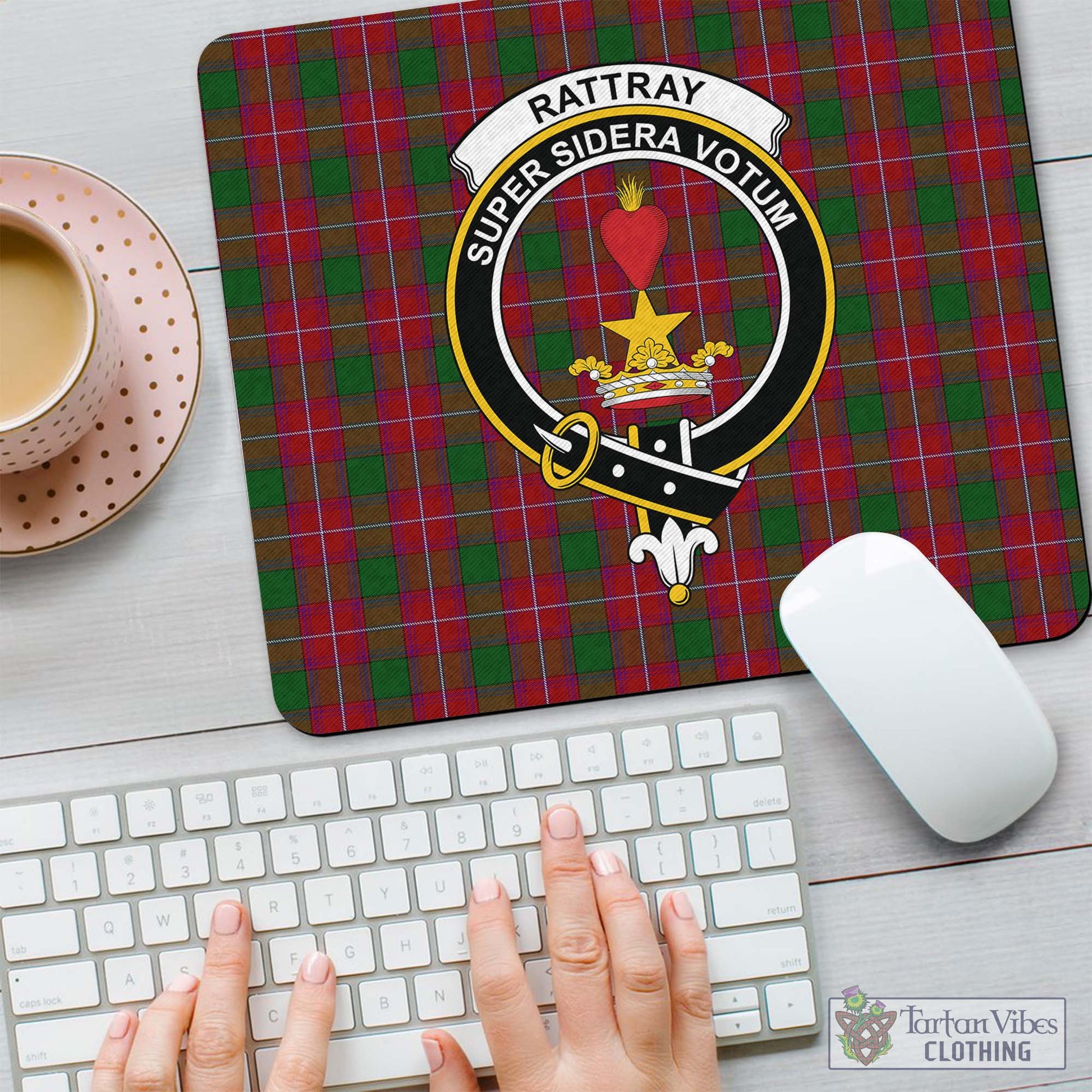 Tartan Vibes Clothing Rattray Tartan Mouse Pad with Family Crest