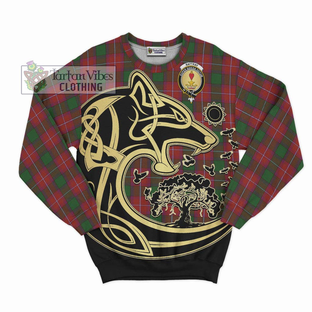 Rattray Tartan Sweatshirt with Family Crest Celtic Wolf Style - Tartan Vibes Clothing