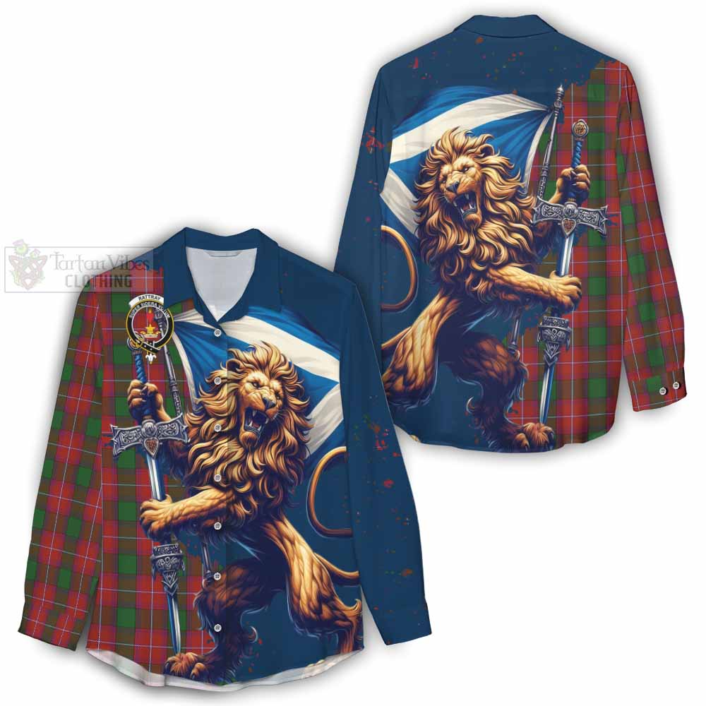 Tartan Vibes Clothing Rattray Tartan Family Crest Women's Casual Shirt with Scottish Majestic Lion