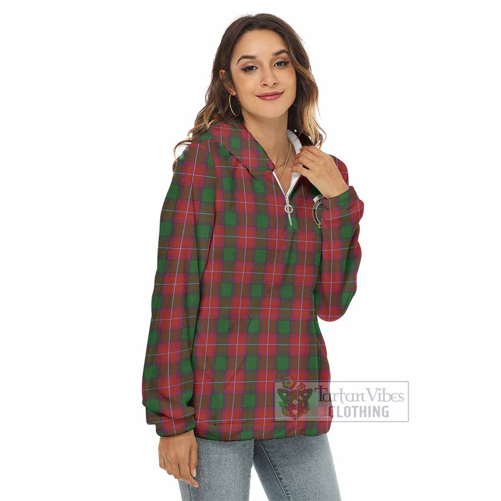 Tartan Vibes Clothing Rattray Tartan Crest Women's Borg  Half Zip Fleece Hoodie