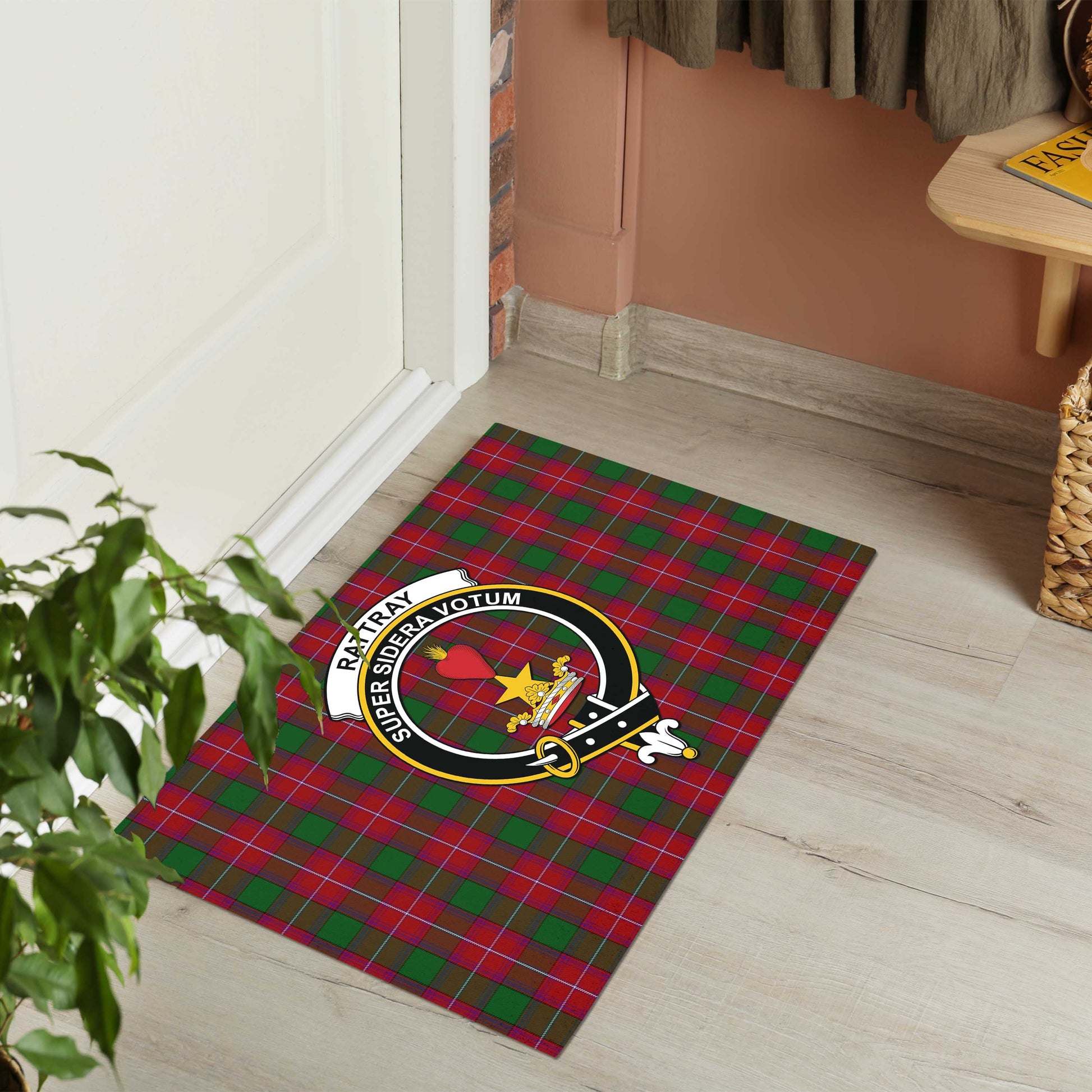 Rattray Tartan Door Mat with Family Crest - Tartanvibesclothing