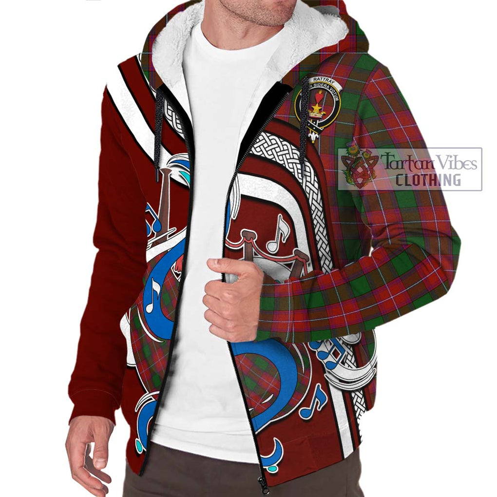 Rattray Tartan Sherpa Hoodie with Epic Bagpipe Style Unisex - Tartanvibesclothing Shop