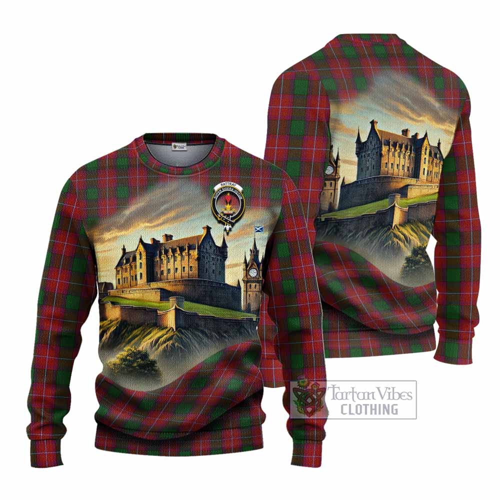 Tartan Vibes Clothing Rattray Tartan Family Crest Knitted Sweater with Scottish Ancient Castle Style
