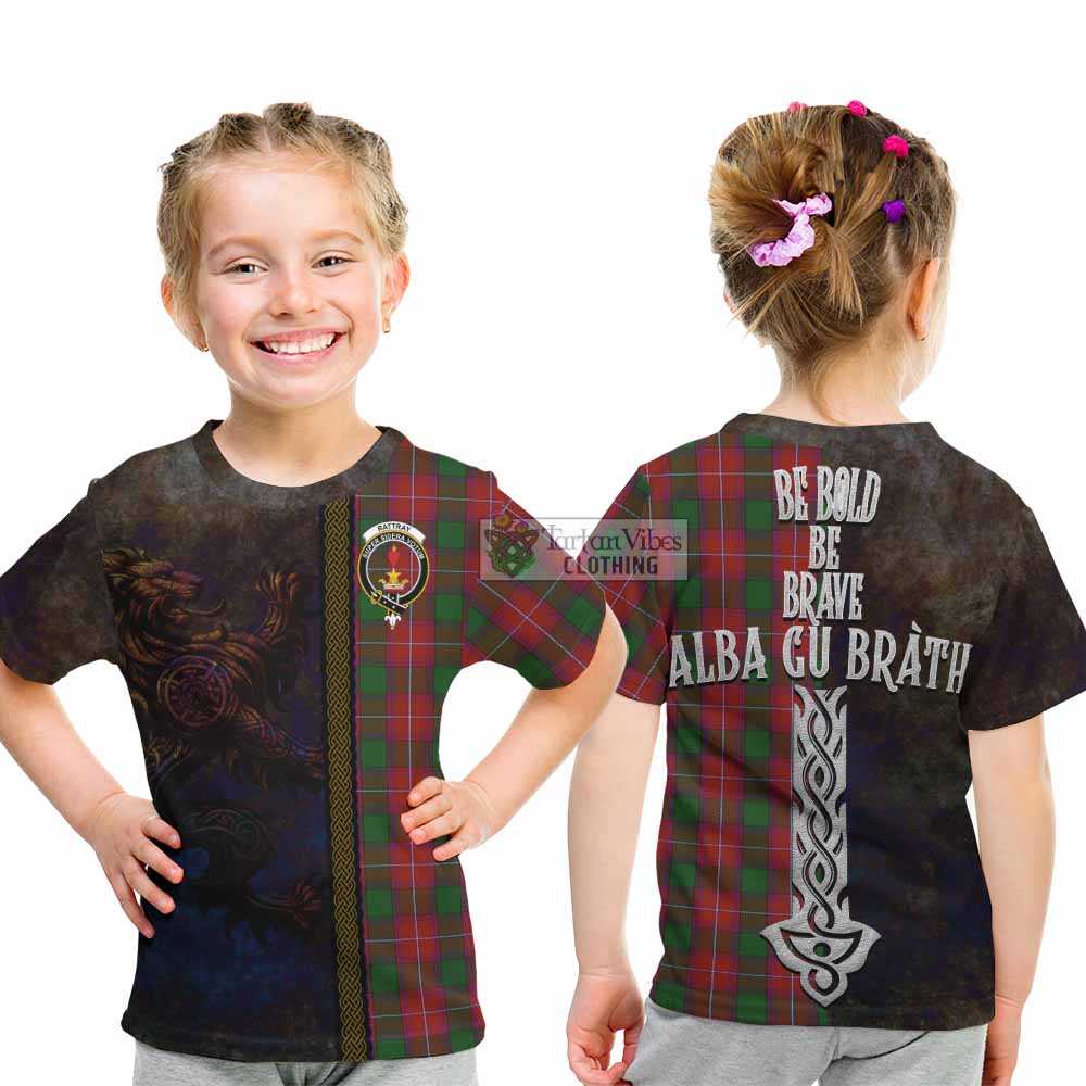 Tartan Vibes Clothing Rattray Tartan Family Crest Kid T-Shirt Alba Gu Brath Be Brave Lion Ancient Style
