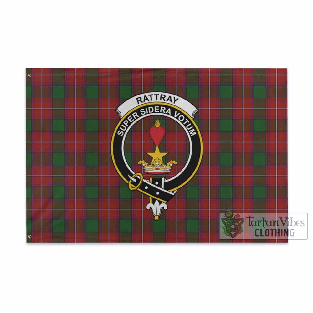 Tartan Vibes Clothing Rattray Tartan House Flag with Family Crest