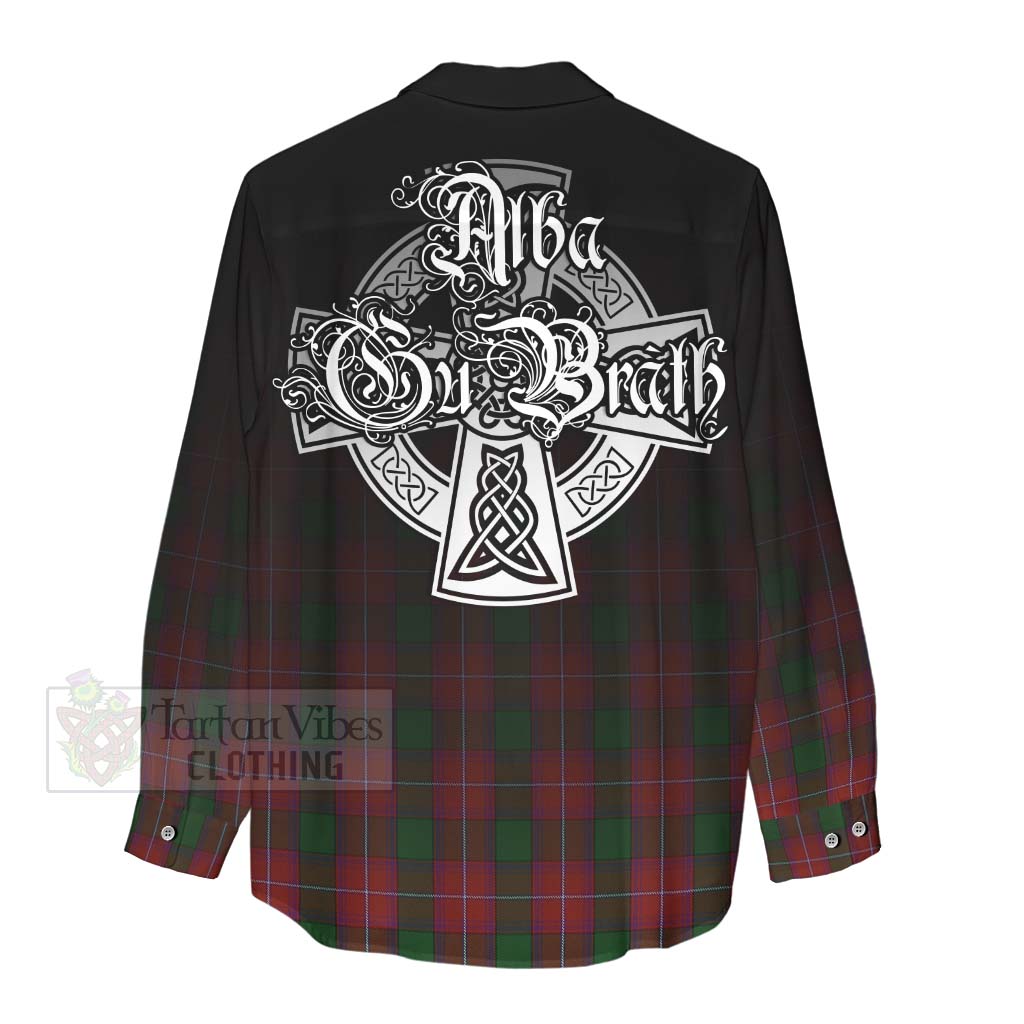 Tartan Vibes Clothing Rattray Tartan Women's Casual Shirt Featuring Alba Gu Brath Family Crest Celtic Inspired