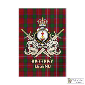 Rattray Tartan Garden Flag with Clan Crest and the Golden Sword of Courageous Legacy