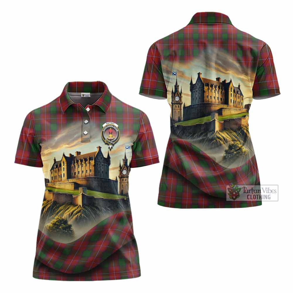 Tartan Vibes Clothing Rattray Tartan Family Crest Women's Polo Shirt with Scottish Ancient Castle Stype