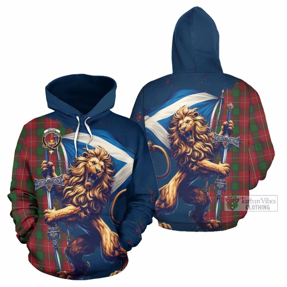 Rattray Tartan Family Crest Hoodie with Scottish Majestic Lion