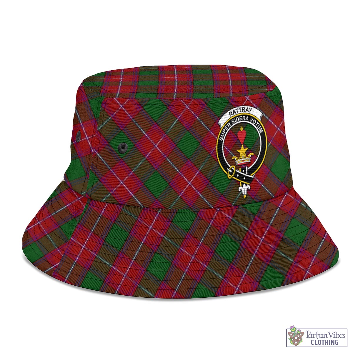 Tartan Vibes Clothing Rattray Tartan Bucket Hat with Family Crest