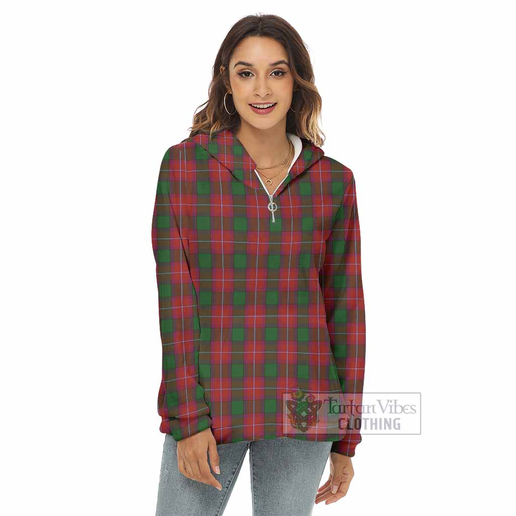 Tartan Vibes Clothing Rattray Tartan Women's Borg  Half Zip Fleece Hoodie