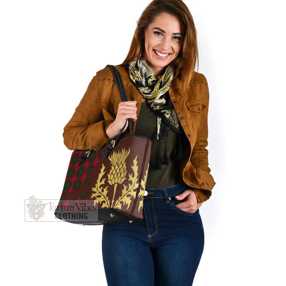 Tartan Vibes Clothing Rattray Tartan Leather Tote Bag Gold Thistle Style