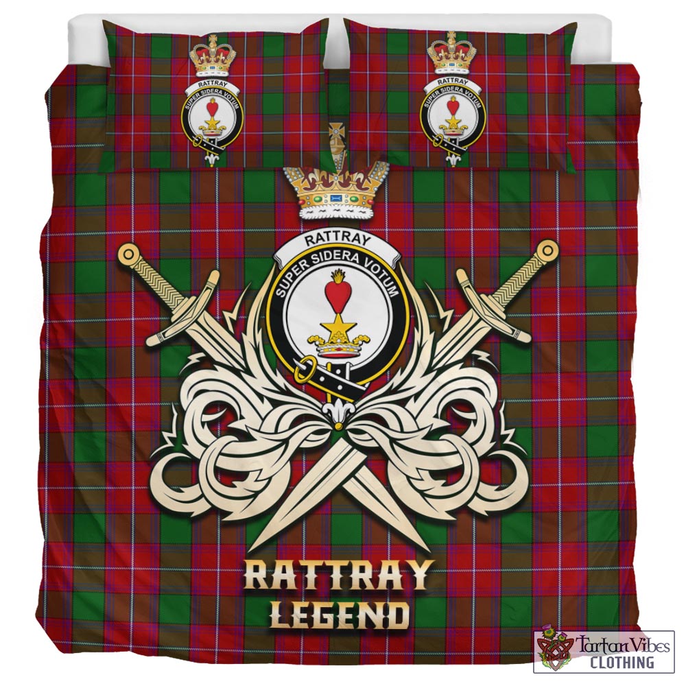Tartan Vibes Clothing Rattray Tartan Bedding Set with Clan Crest and the Golden Sword of Courageous Legacy
