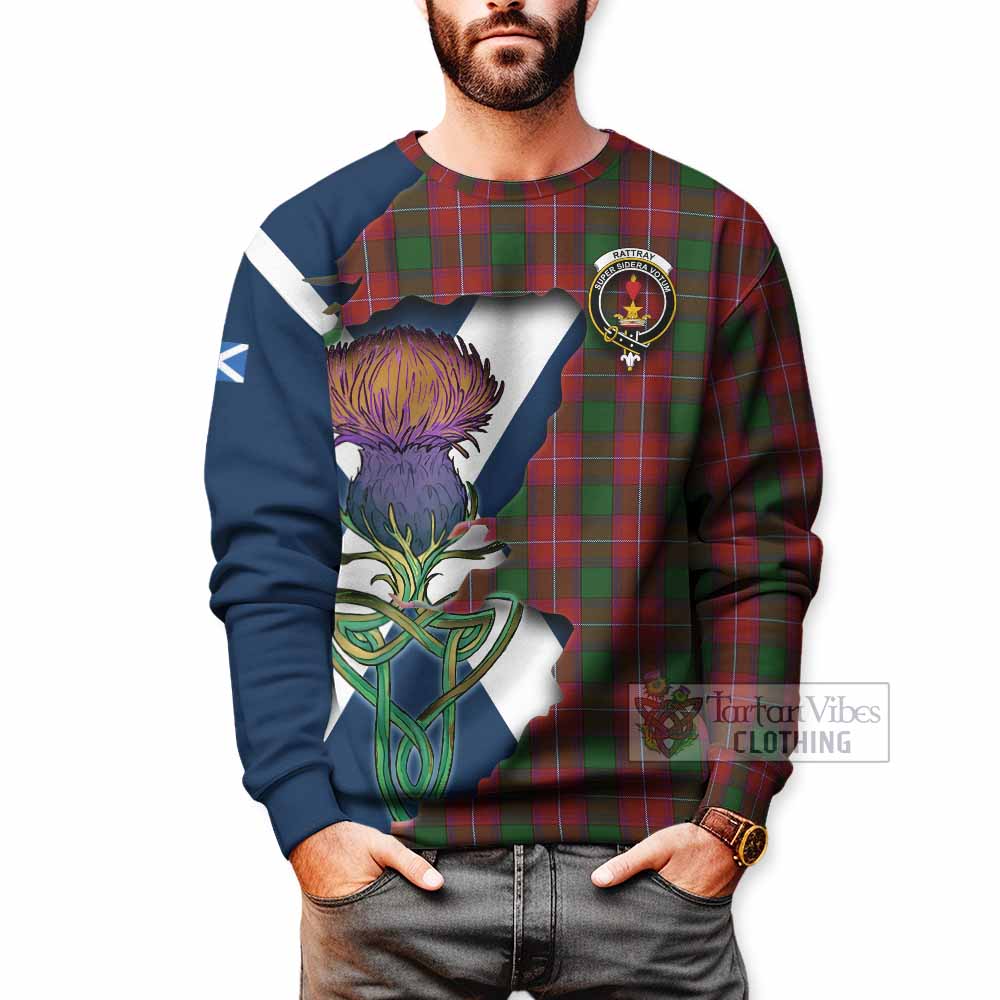 Tartan Vibes Clothing Rattray Tartan Family Crest Sweatshirt Scottish Thistle Celtic Inspired