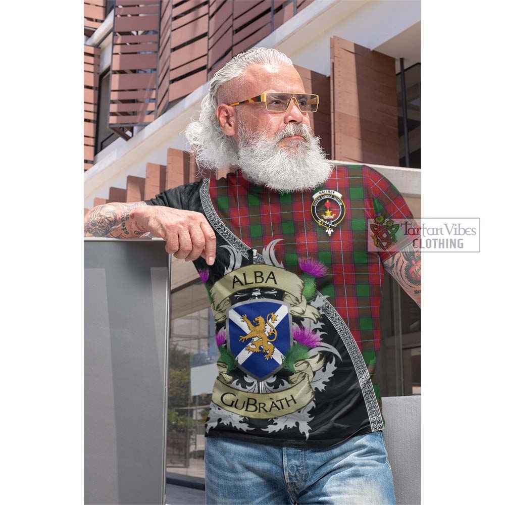 Tartan Vibes Clothing Rattray Tartan Family Crest Cotton T-shirt Lion Rampant Royal Thistle Shield Celtic Inspired
