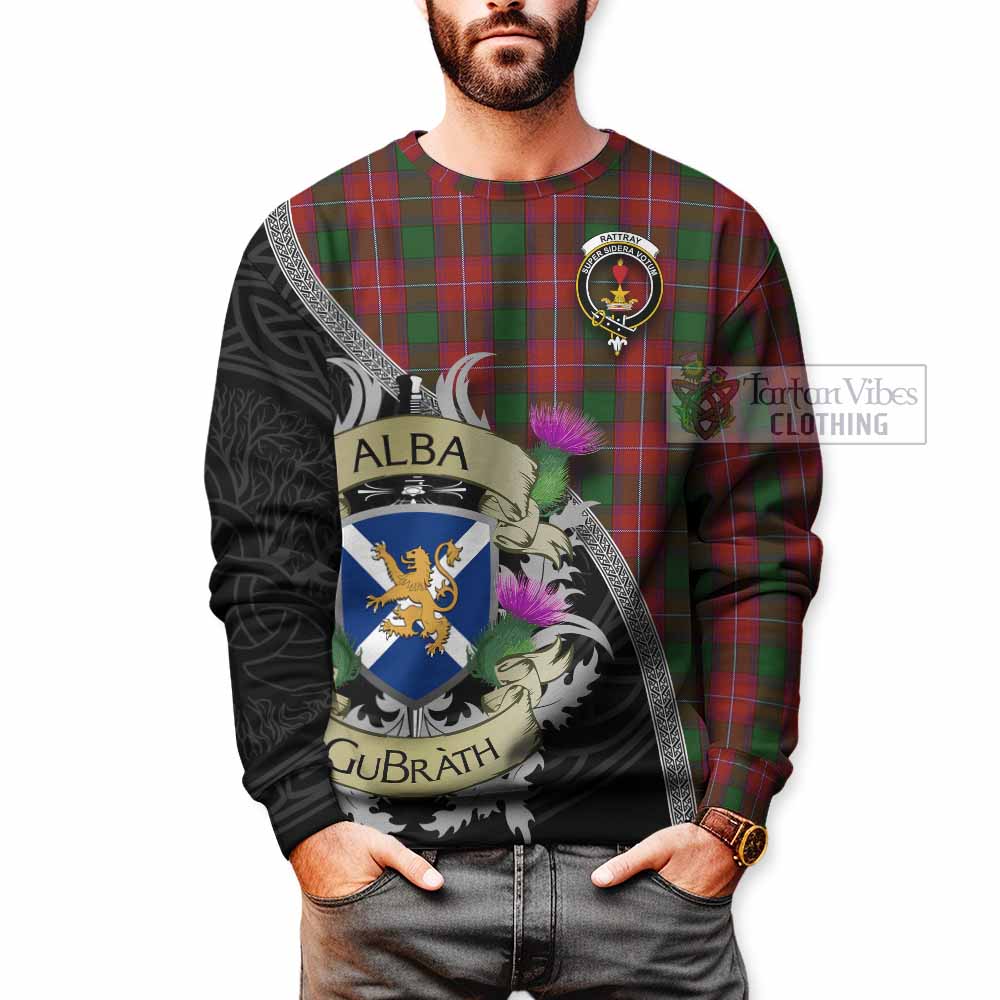 Tartan Vibes Clothing Rattray Tartan Family Crest Sweatshirt Lion Rampant Royal Thistle Shield Celtic Inspired
