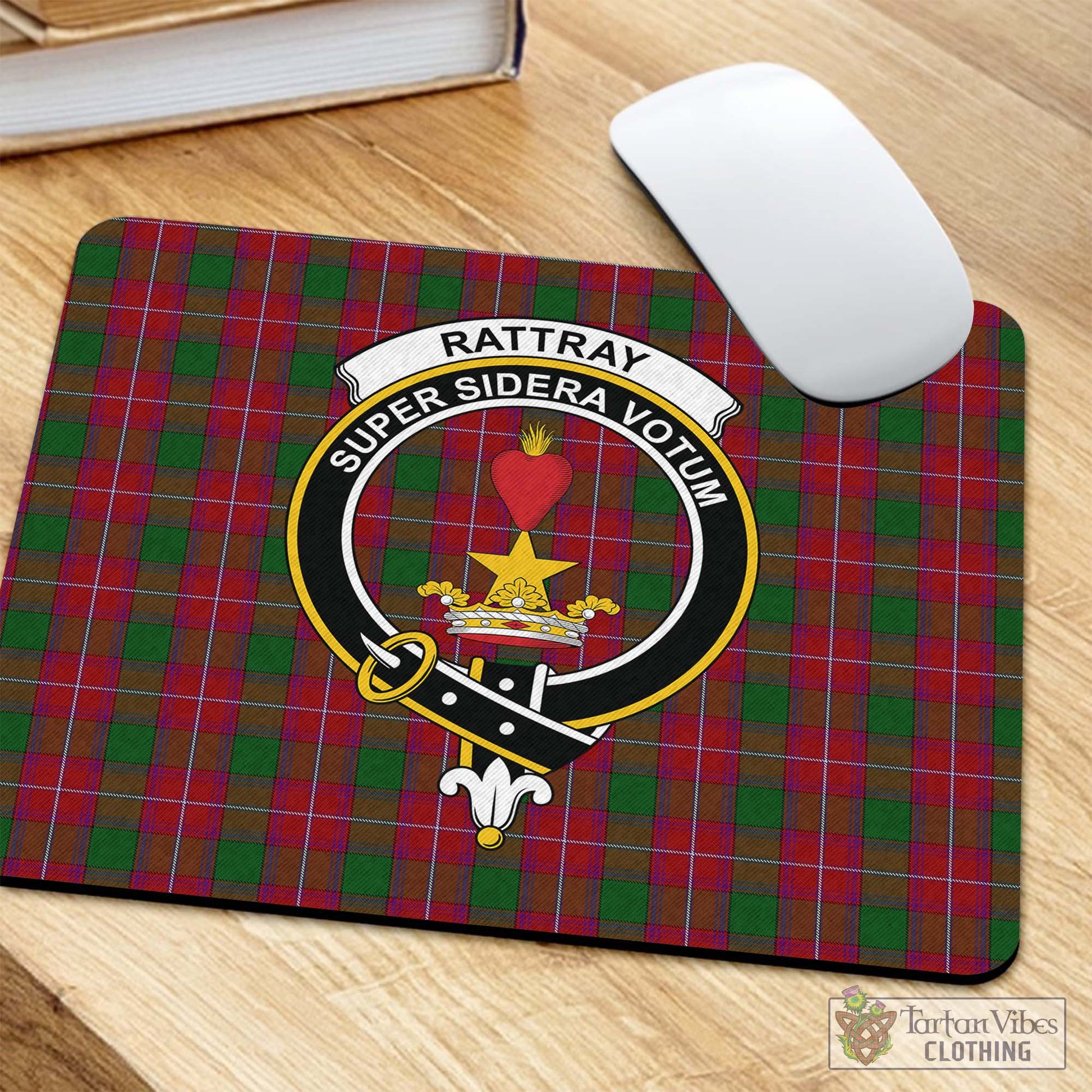 Tartan Vibes Clothing Rattray Tartan Mouse Pad with Family Crest