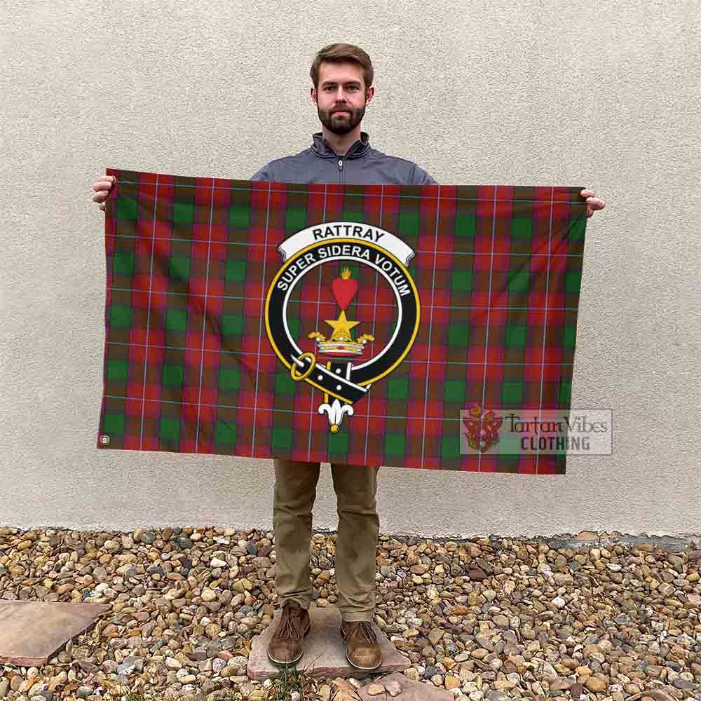 Tartan Vibes Clothing Rattray Tartan House Flag with Family Crest