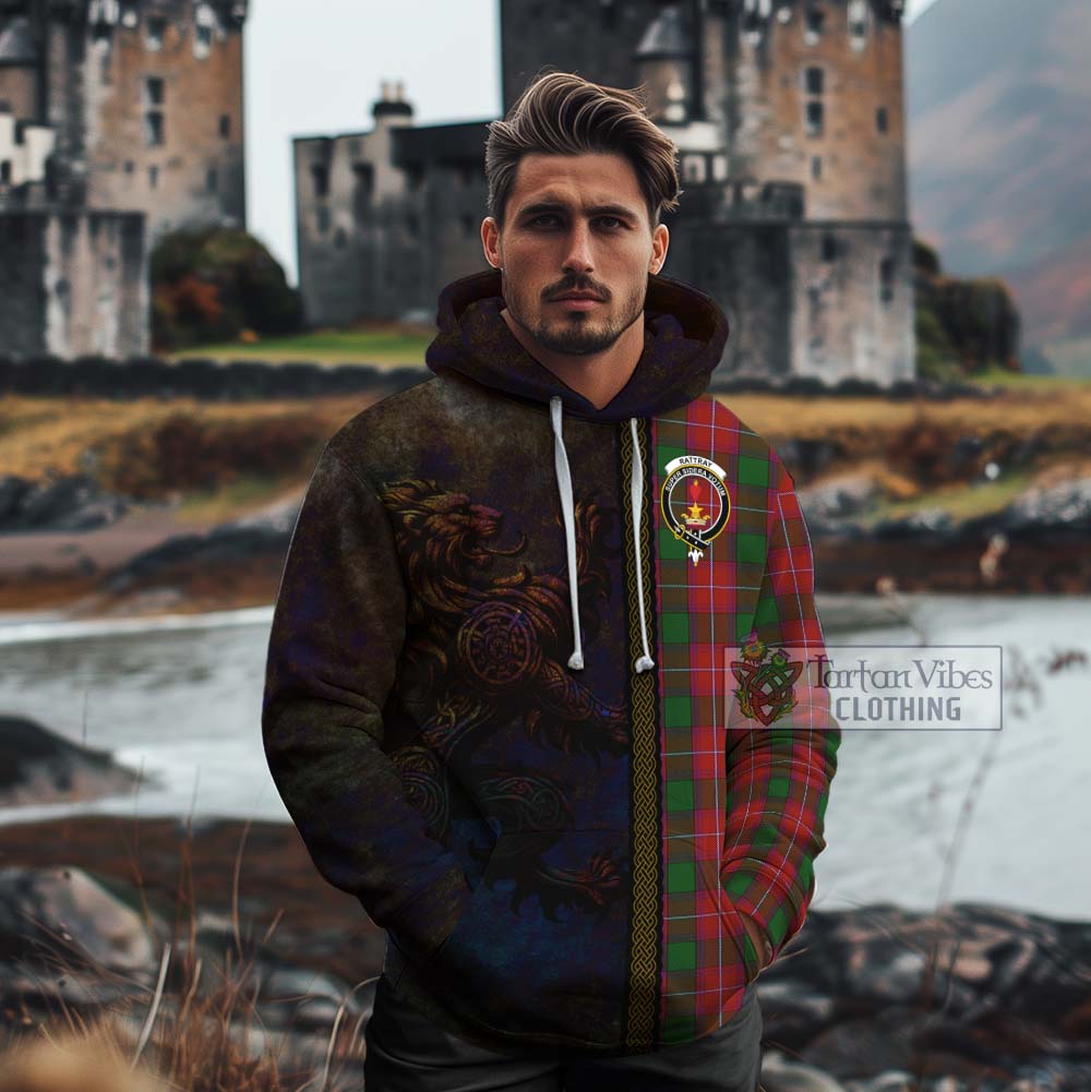 Tartan Vibes Clothing Rattray Tartan Family Crest Cotton Hoodie Alba Gu Brath Be Brave Lion Ancient Style