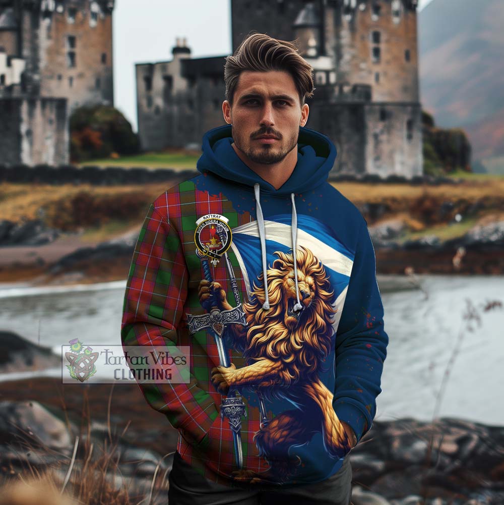 Tartan Vibes Clothing Rattray Tartan Family Crest Cotton Hoodie with Scottish Majestic Lion