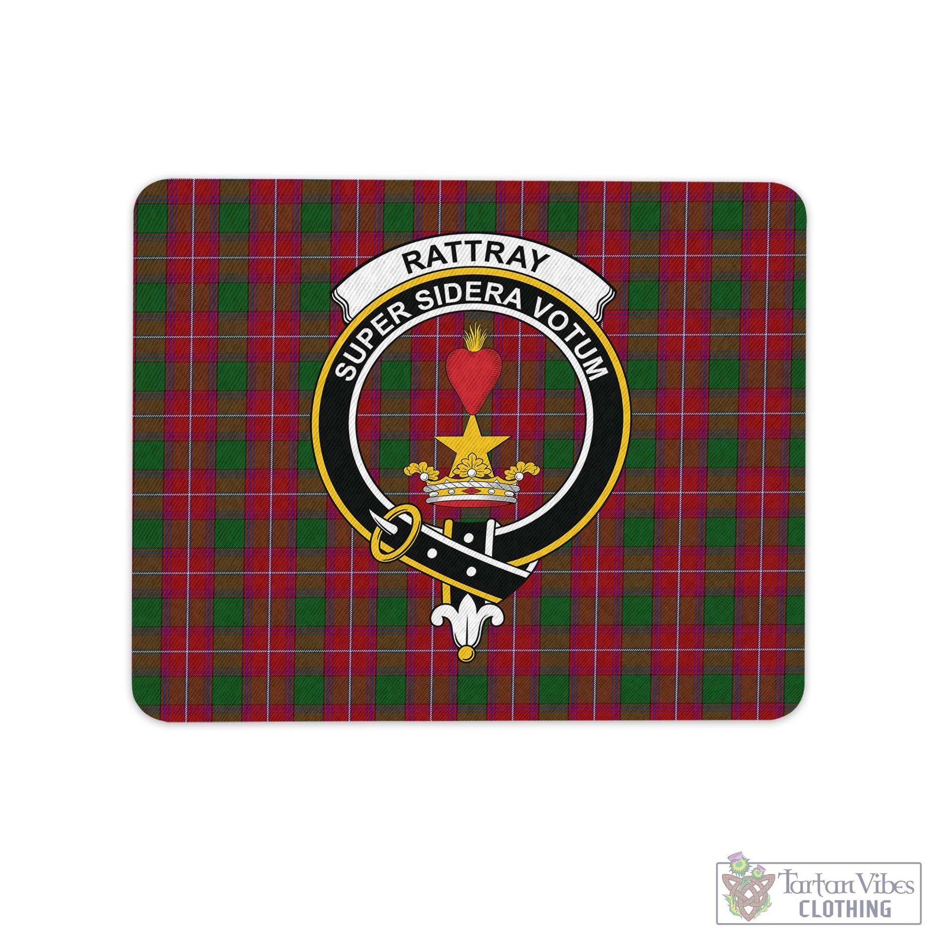 Tartan Vibes Clothing Rattray Tartan Mouse Pad with Family Crest
