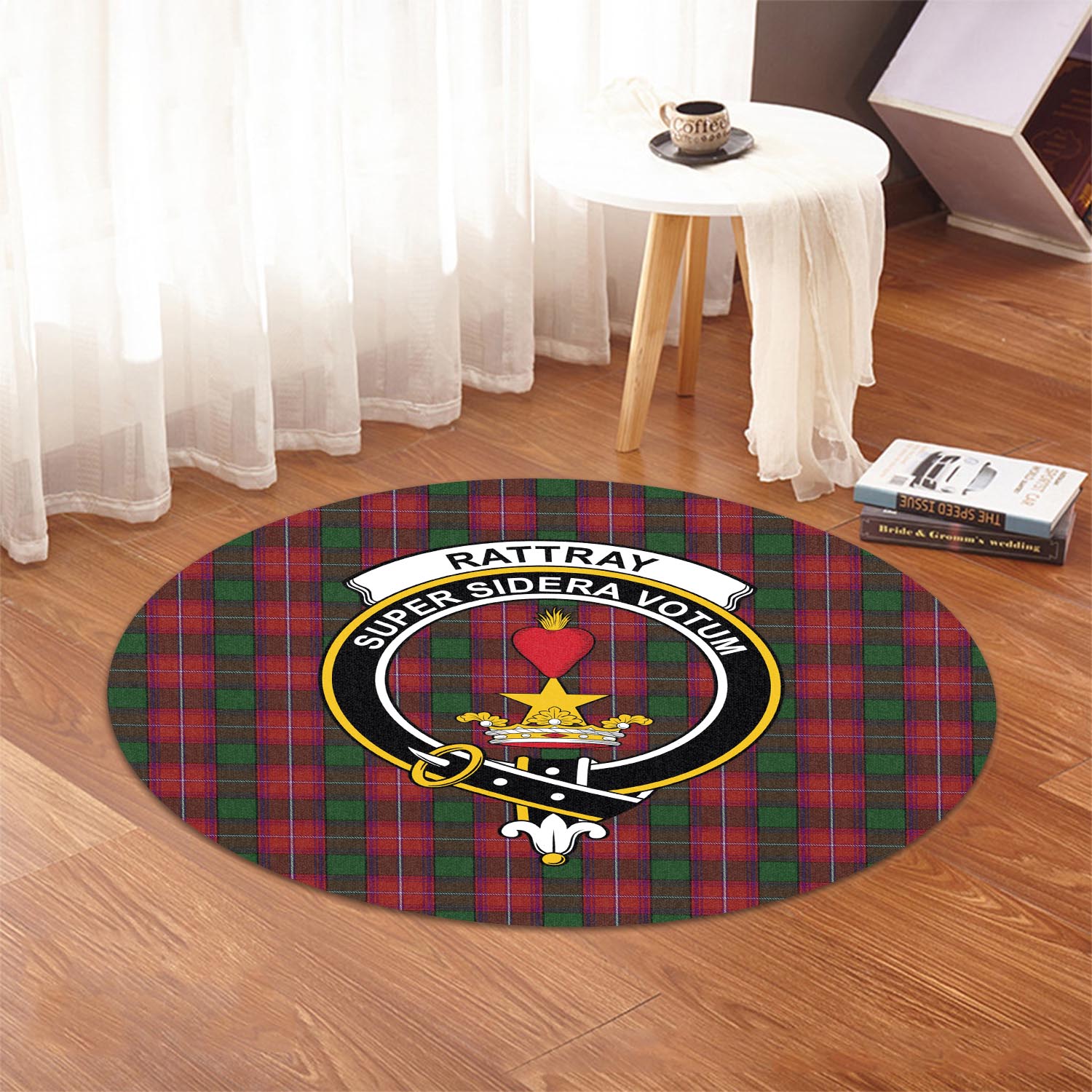 rattray-tartan-round-rug-with-family-crest