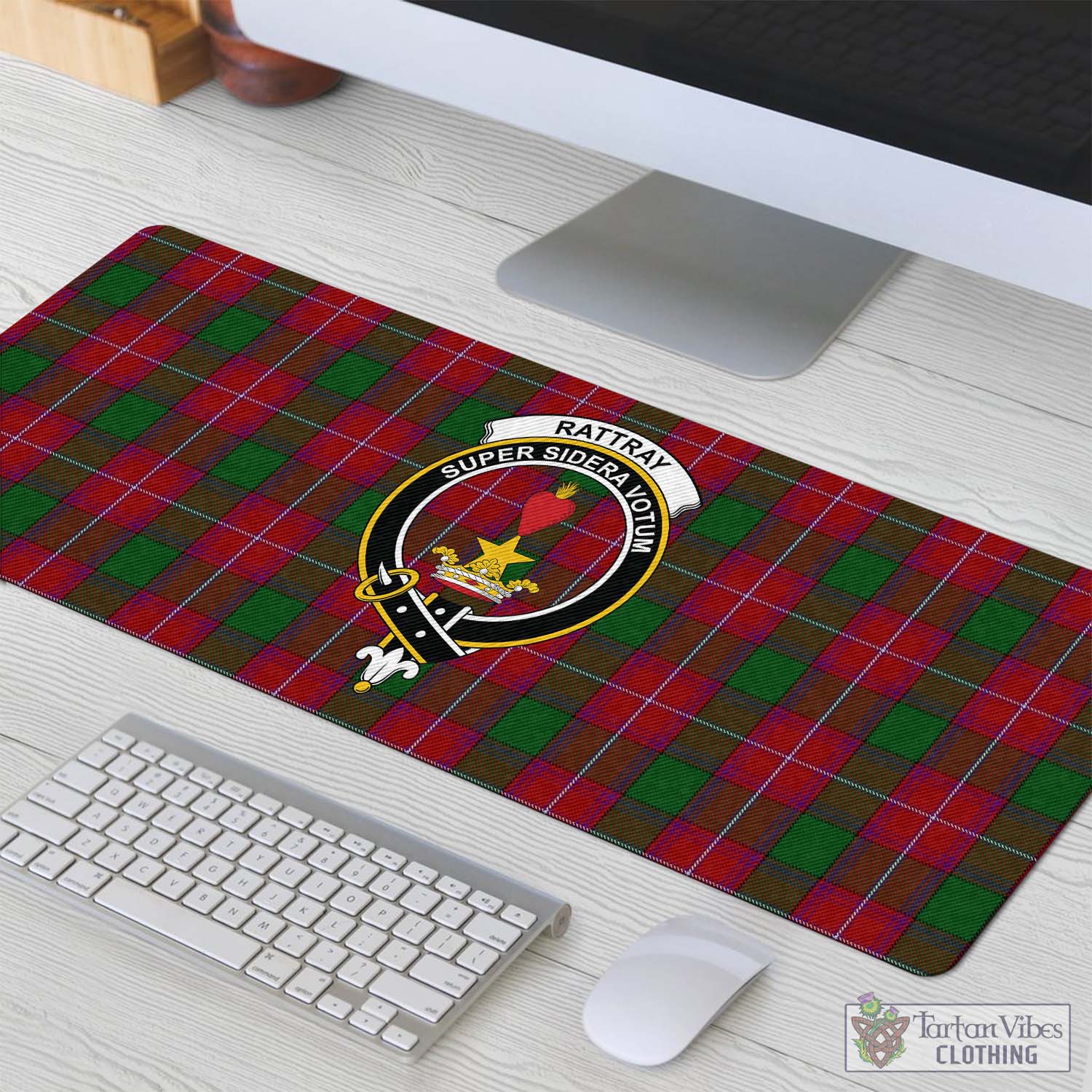 Tartan Vibes Clothing Rattray Tartan Mouse Pad with Family Crest