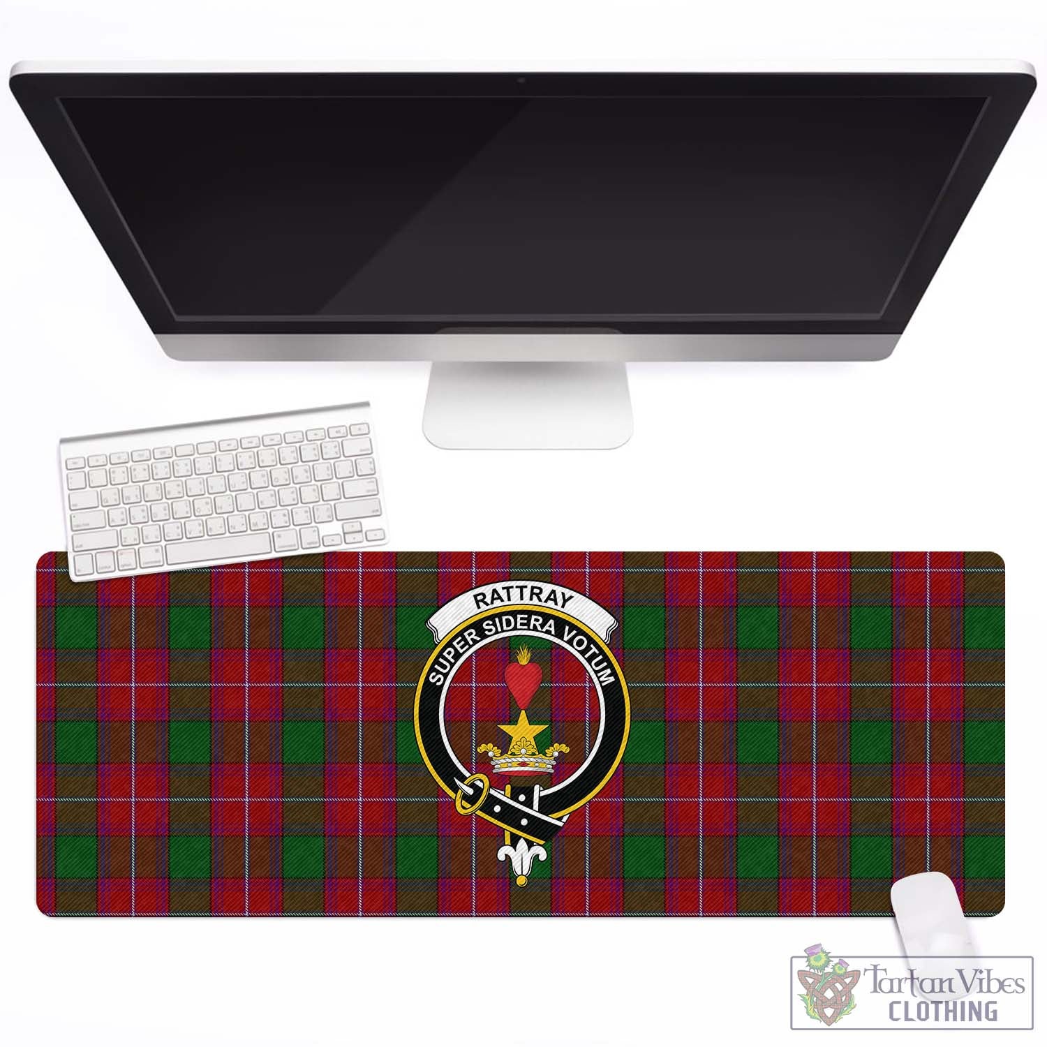 Tartan Vibes Clothing Rattray Tartan Mouse Pad with Family Crest