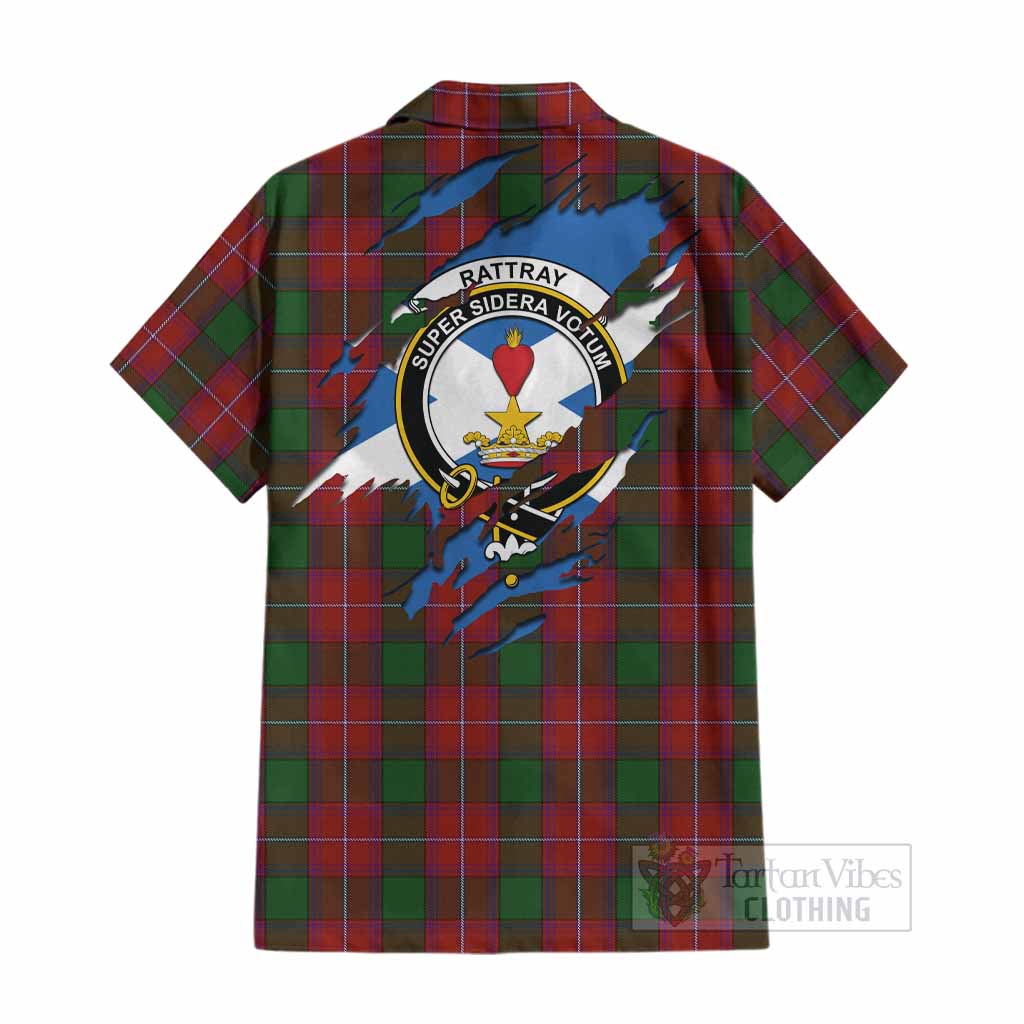 Rattray Clan Crest In Me Tartan Cotton Hawaiian Shirt Scotland Flag Style