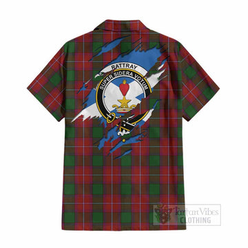 Rattray Clan Crest In Me Tartan Cotton Hawaiian Shirt Scotland Flag Style