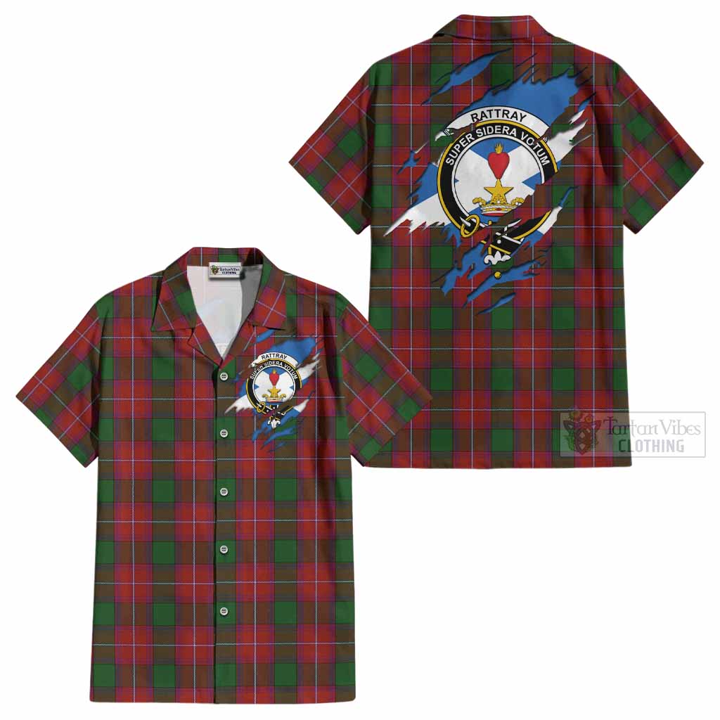 Rattray Clan Crest In Me Tartan Cotton Hawaiian Shirt Scotland Flag Style