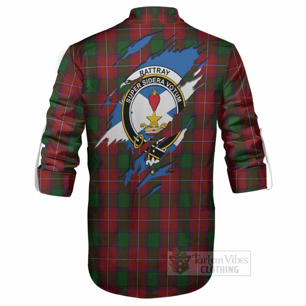 Rattray Clan Crest In Me Tartan Ghillie Shirt Scotland Flag Style