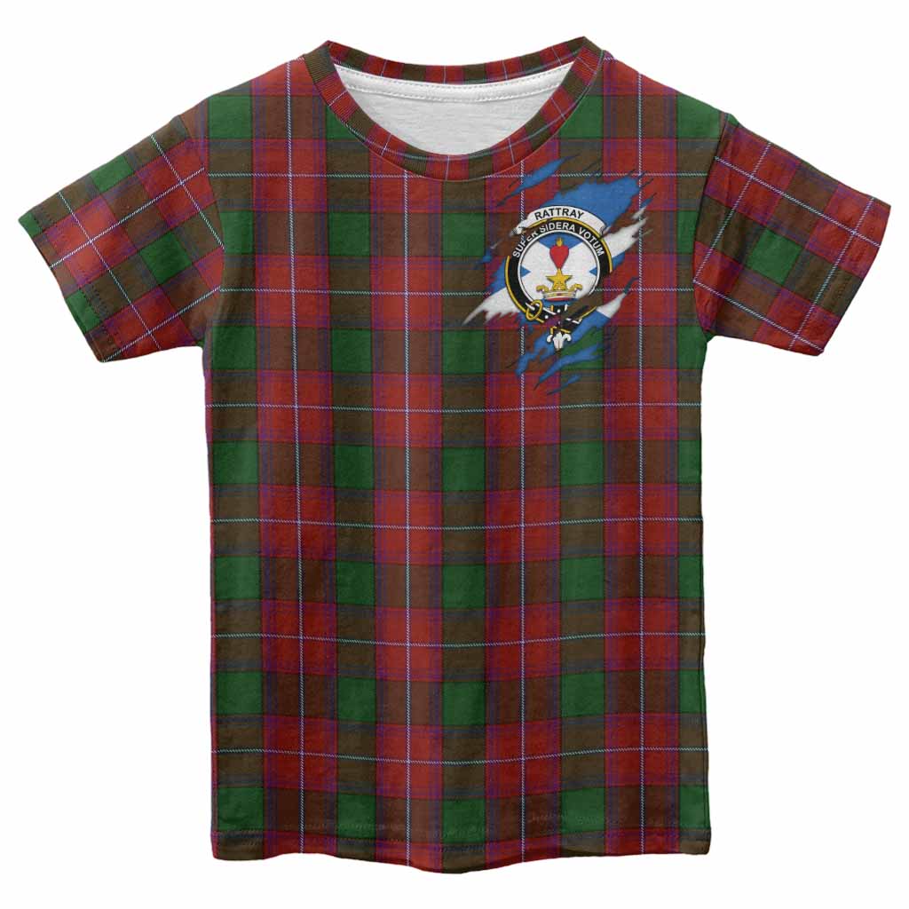 Rattray Clan Crest In Me Tartan Kid T-shirt Scotland Flag Style