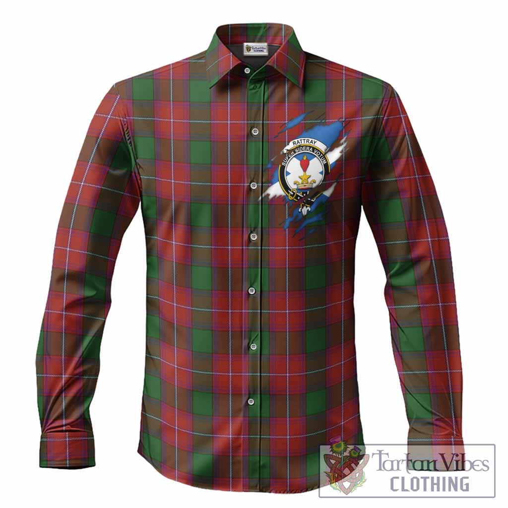Rattray Clan Crest In Me Tartan Long Sleeve Button Shirts Scotland Flag Style