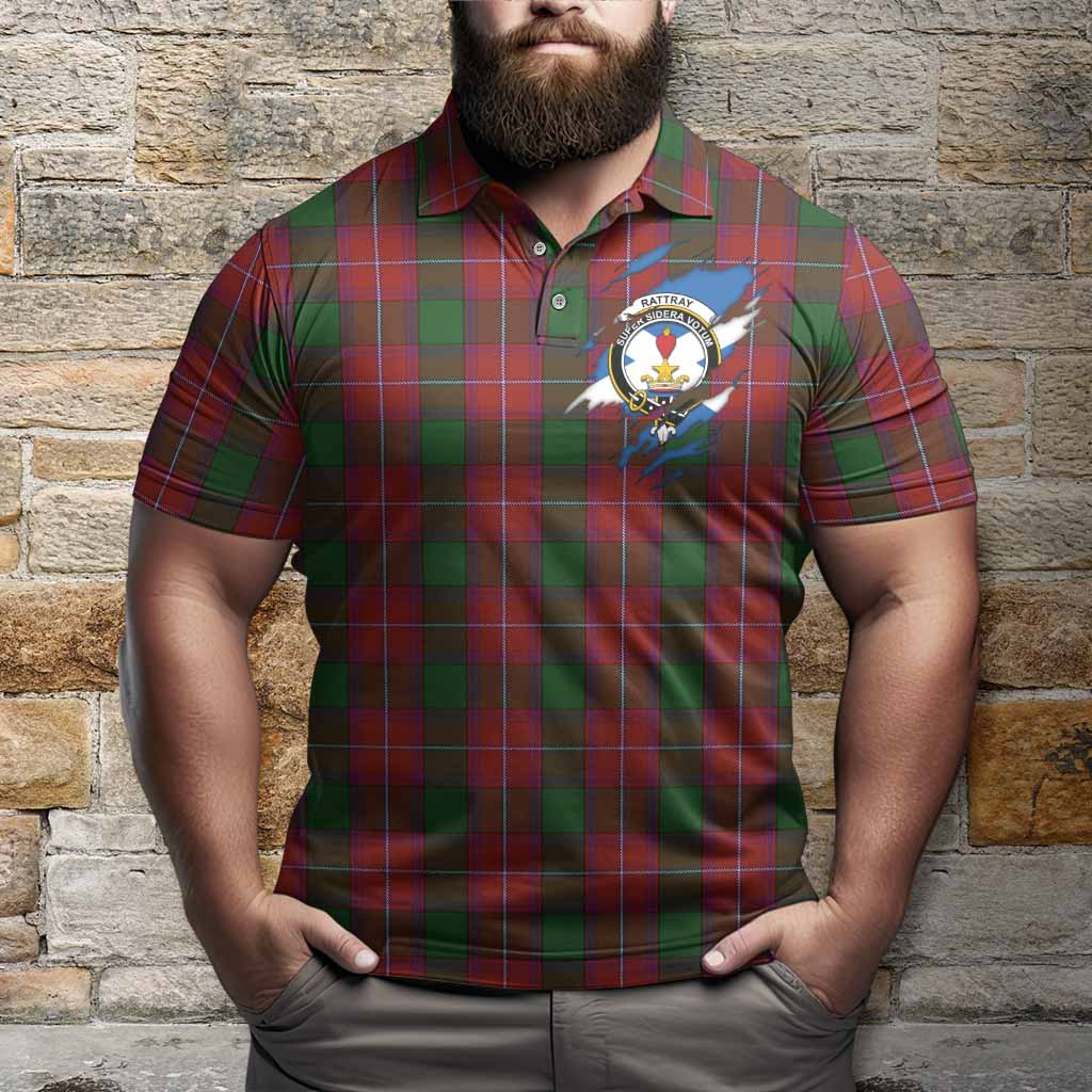 Rattray Clan Crest In Me Tartan Polo Shirt Scotland Flag Style