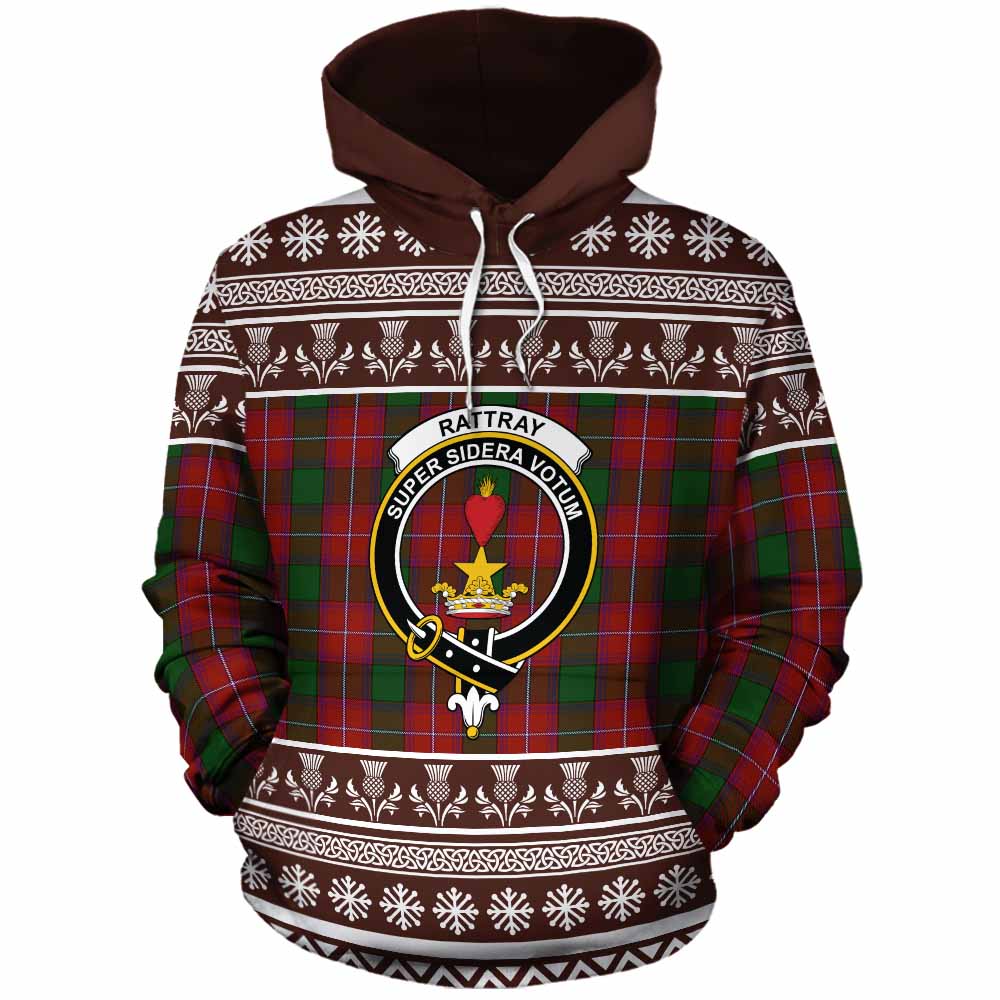 Rattray Clan Tartan Christmas Cotton Hoodie with Family Crest - Tartan Vibes Clothing