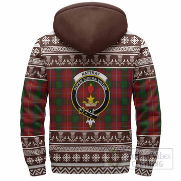 Rattray Clan Tartan Christmas Fleece Hoodie with Family Crest