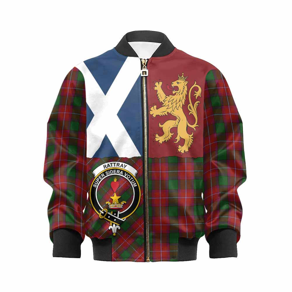 Rattray Crest Tartan Kid Bomber Jacket with Lion Rampant Saltire Style - Tartan Vibes Clothing