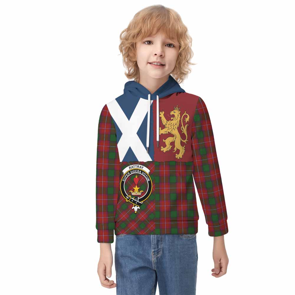Rattray Crest Tartan Kid Hoodie with Lion Rampant Saltire Style - Tartan Vibes Clothing
