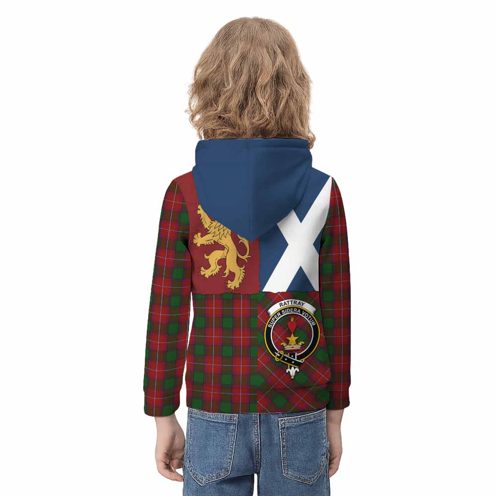 Rattray Crest Tartan Kid Hoodie with Lion Rampant Saltire Style - Tartan Vibes Clothing