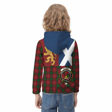 Rattray Crest Tartan Kid Hoodie with Lion Rampant Saltire Style