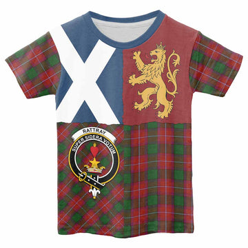 Rattray Crest Tartan Kid T-shirt with Lion Rampant Saltire Style