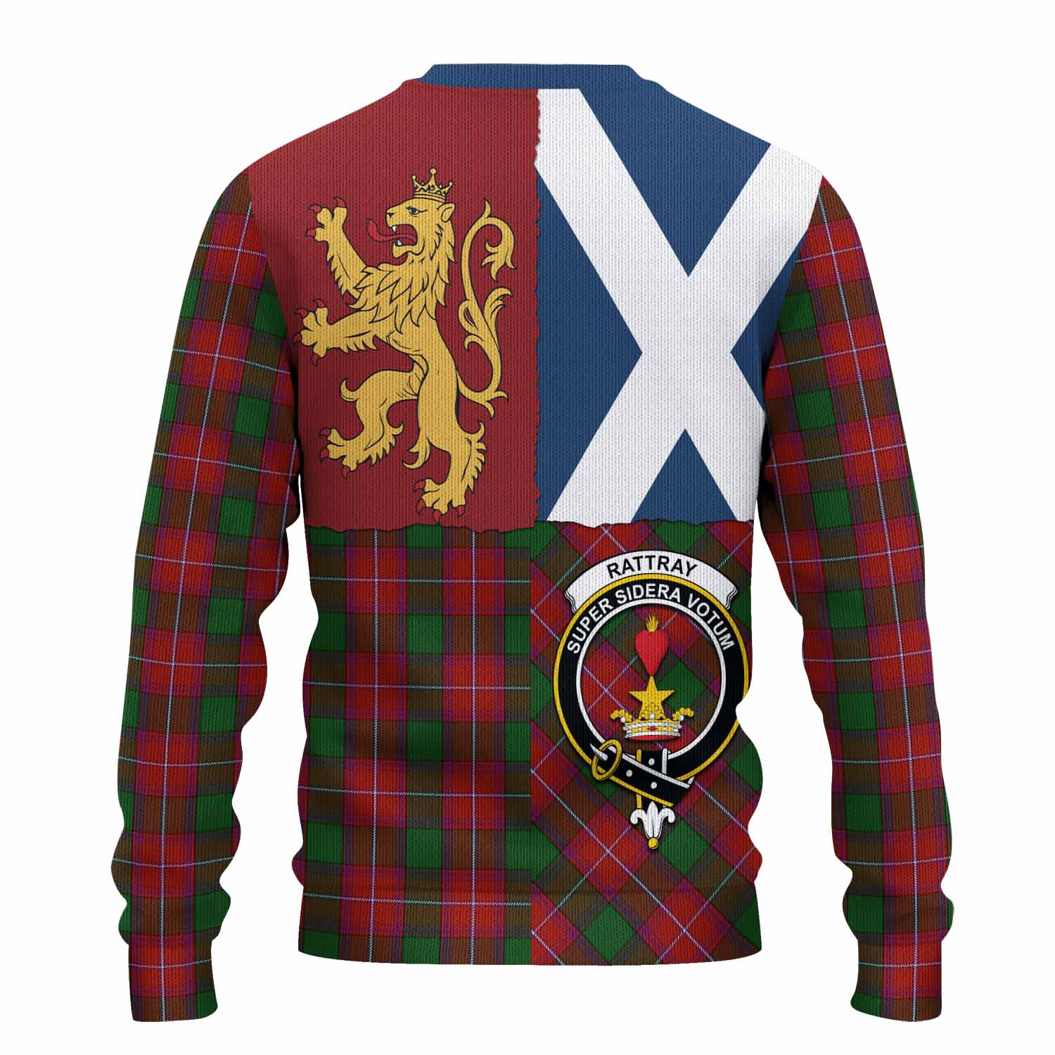 Rattray Crest Tartan Knitted Sweater with Lion Rampant Saltire Style