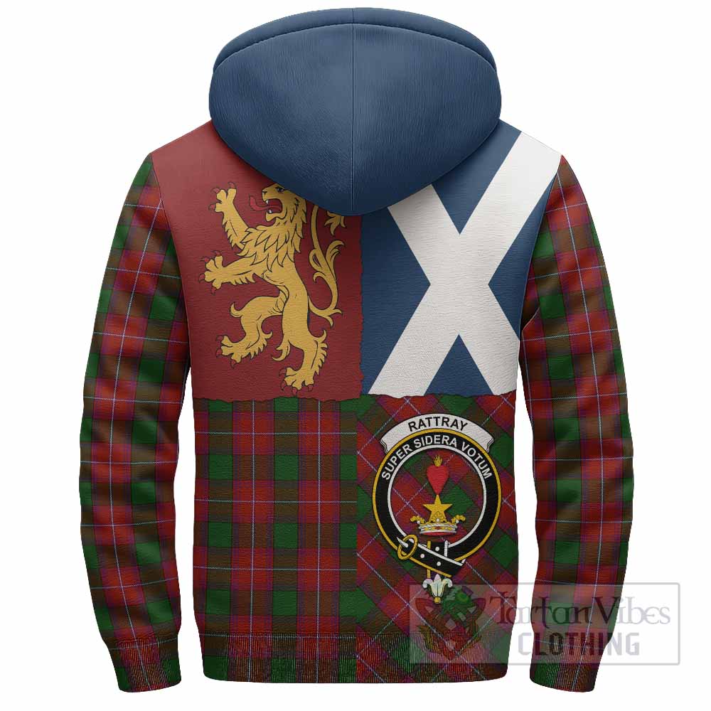 Rattray Crest Tartan Sherpa Hoodie with Lion Rampant Saltire Style