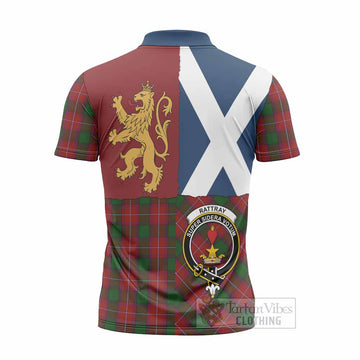Rattray Crest Tartan Zipper Polo Shirt with Lion Rampant Saltire Style