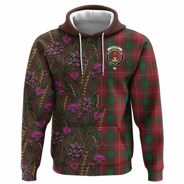 Rattray Family Crest Tartan Hoodie Scottish Thistle Flower Pattern Half Style - Tartan Vibes Clothing