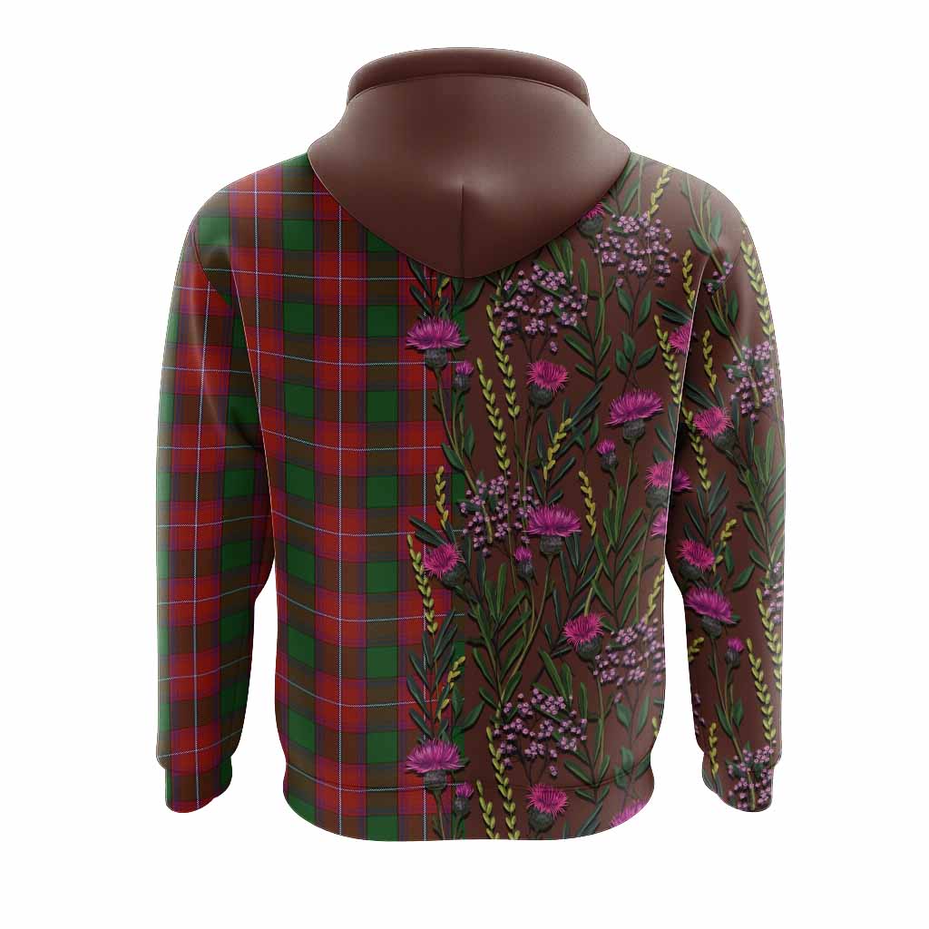 Rattray Family Crest Tartan Hoodie Scottish Thistle Flower Pattern Half Style - Tartan Vibes Clothing