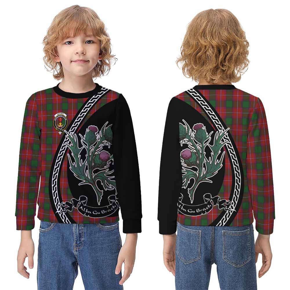 Rattray Family Crest Tartan Kid Knitted Sweatshirt Alba Thistle Inspired - Tartan Vibes Clothing